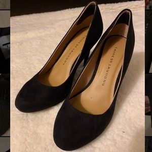 Chinese Laundry Black Suede Heels, Size 7 1/2